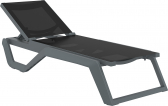 Шезлонг-лежак пластиковый Siesta Contract Rio Pro стеклопластик, текстилен темно-серый, черный Фото 1