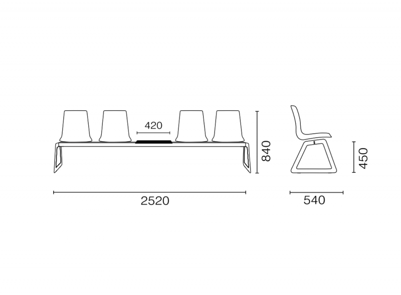 Система с четырьмя сиденьями и столиком X-Treme Bench