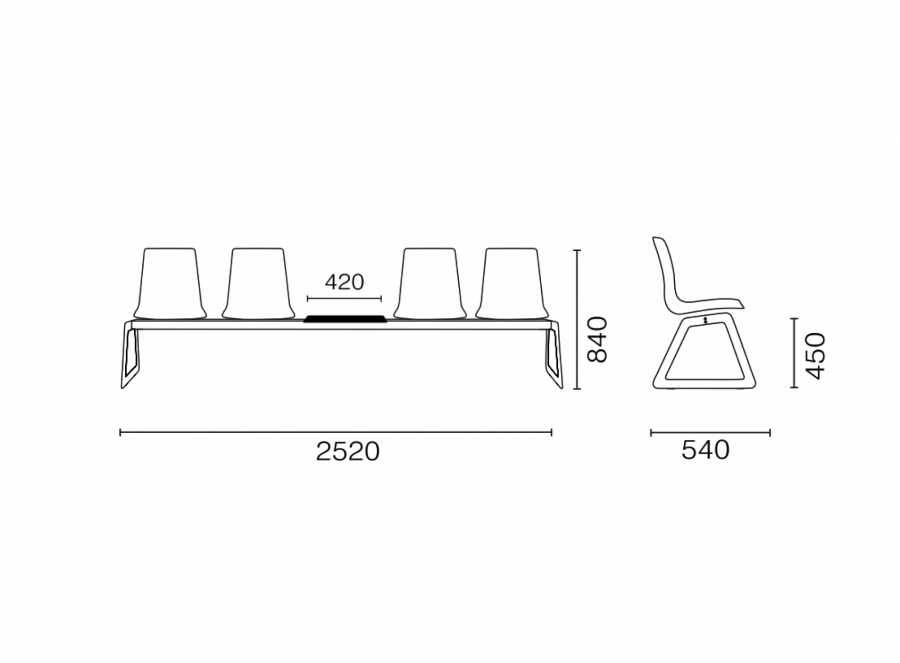 Система с четырьмя сиденьями и столиком X-Treme Bench