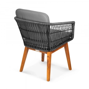 Кресло плетеное с подушками ReeHouse Letto 2я ТР алюминий, ясень, искусственный ротанг, олефин черный металлик, серый Фото 6