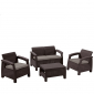 Комплект пластиковой мебели Afina Yalta 2set  AFM-1020A Brown пластик с имитацией плетения коричневый Фото 2