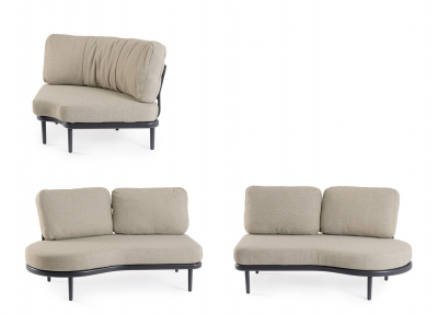 Диван модульный угловой с подушками Garden Relax Helios алюминий, роуп, олефин антрацит Фото 7