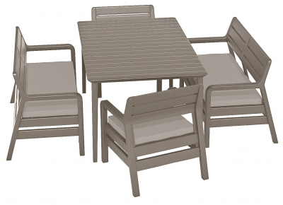 Комплект пластиковой мебели Keter Delano set with Lima table 160 полипропилен капучино, песочный Фото 1