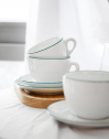 Кофейная пара для латте Ancap Verona Hand Painted Rims фарфор морская волна, ободок на чашке/блюдце Фото 6