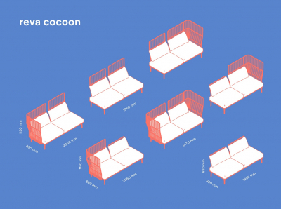 Модуль угловой правый PEDRALI Reva Cocoon сталь, роуп, ткань бежевый, светло-серый Фото 8