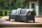Диван пластиковый Keter Corfu Love Seat Max пластик с имитацией плетения графит Фото 2