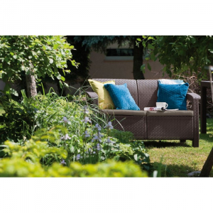 Диван пластиковый Keter Corfu Love Seat пластик с имитацией плетения коричневый Фото 5