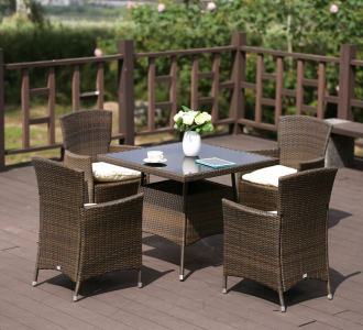 Комплект плетеной мебели Afina AFM-410SL90x90 4Pcs искусственный ротанг, сталь коричневый Фото 1