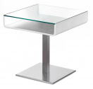 Столик стеклянный с полкой PEDRALI Inox Multifunzionale сталь, фанера, стекло матовый стальной, белый, прозрачный Фото 1