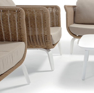 Комплект плетеной мебели Grattoni Melrose алюминий, искусственный ротанг, олефин белый, натуральный, бежевый Фото 5