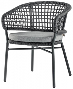 Кресло плетеное с подушкой Grattoni Atol алюминий, роуп, олефин антрацит, темно-серый, серый Фото 1