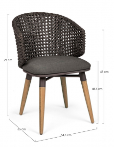 Кресло плетеное с подушкой Garden Relax Ninfa тик, роуп, sunbrella натуральный, серый Фото 2