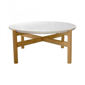 Столик каменный кофейный Tagliamento Talara акация, искусственный камень Terrazzo бежевый, белый Фото 11