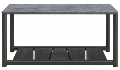 Столик кофейный каменный SNOC Sestri Terra M алюминий, тик, камень коричневый Фото 1