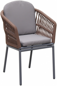 Кресло плетеное с подушками Tagliamento Favorita алюминий, роуп, акрил антрацит, темно-коричневый, темно-серый Фото 1
