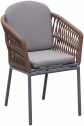 Кресло плетеное с подушками Tagliamento Favorita алюминий, роуп, акрил антрацит, темно-коричневый, темно-серый Фото 1