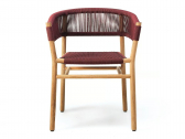 Кресло деревянное плетеное Ethimo Kilt тик, роуп натуральный тик, рубиново-винный Фото 4