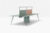 Стол ламинированный с перегородкой PEDRALI Rizz Workstation алюминий, компакт-ламинат HPL, ткань зеленый Фото 5