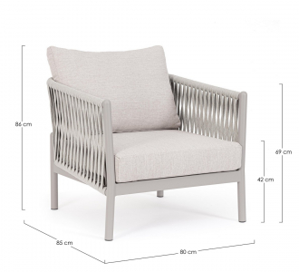 Лаунж-кресло плетеное с подушками Garden Relax Florencia алюминий, роуп, олефин лунный Фото 2