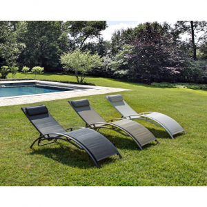 Шезлонг-лежак металлический Garden Relax Deivis алюминий/текстилен тортора Фото 4