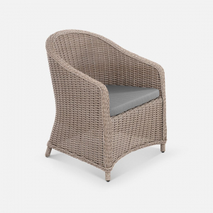 Кресло плетеное с подушкой ReeHouse Primo алюминий, искусственный ротанг, олефин ирбис, серый Фото 5