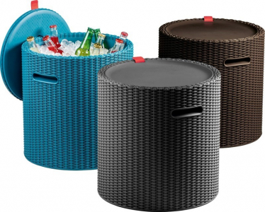 Стол-пуф пластиковый Keter Cool Stool пластик с имитацией плетения антрацит Фото 4