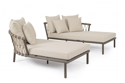Лаунж-лежак плетеный двойной с подушками Garden Relax Lanai сталь, роуп, олефин какао Фото 7