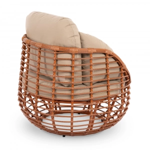 Кресло плетеное с подушками ReeHouse Lotus алюминий, искусственный ротанг, олефин африканский закат, капучино Фото 4