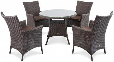 Комплект плетеной мебели ReeHouse Kipr алюминий, искусственный ротанг, оксфорд, стекло шоколад металлик, коричневый Фото 1