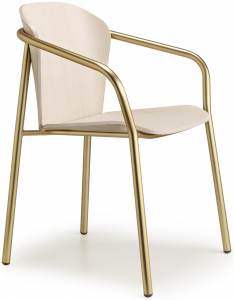 Кресло деревянное Scab Design Finn Metal Wood сталь, ясень матовое золото, белый ясень Фото 1