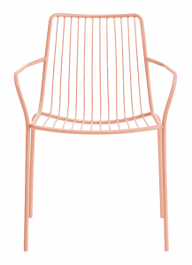 Кресло металлическое с высокой спинкой PEDRALI Nolita сталь розовый Фото 1