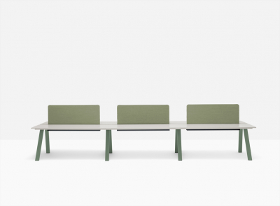 Стол ламинированный с перегородкой PEDRALI Arki-Table Desk сталь, ЛДСП светло-серый Фото 5
