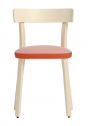 Стул деревянный с мягкой обивкой PEDRALI Folk алюминий, ясень, ткань красный, беленый ясень, розовый Фото 1
