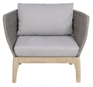 Кресло деревянное с подушками Tagliamento River акация, роуп, олефин дымчатый белый, серый Фото 1
