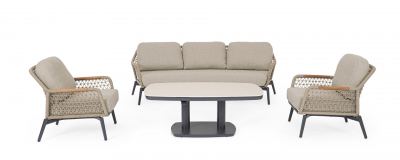 Диван трехместный с подушками Garden Relax Eulero алюминий, тик, роуп, олефин антрацит Фото 8