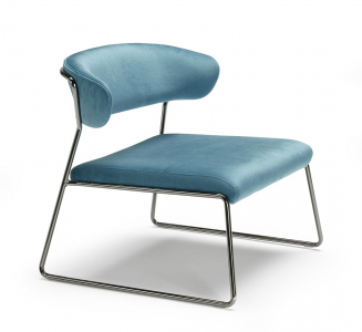 Кресло лаунж с обивкой Scab Design Lisa Lounge сталь, вельвет черный глянцевый никель, голубой Фото 3