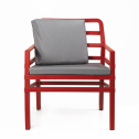 Кресло пластиковое с подушками Nardi Aria пластик, ткань красный, серый Фото 1
