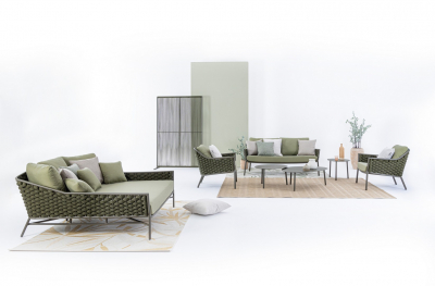 Лаунж-кресло плетеное с подушкой Garden Relax Everly алюминий, роуп, олефин коричневый, зеленый, оливковый Фото 10