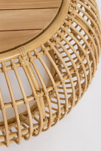 Столик плетеный кофейный Garden Relax Florisel алюминий, искусственный ротанг, тик натуральный Фото 2