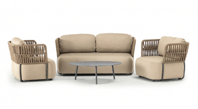 Комплект мягкой мебели Grattoni Soft алюминий, роуп, олефин антрацит, коричневый, тортора Фото 7