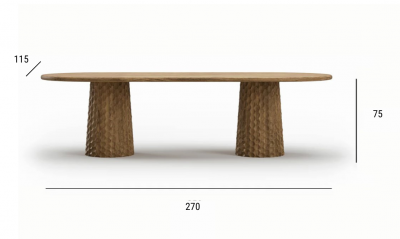 Стол обеденный бетонный SNOC Miura Bisque тик бежевый Фото 2