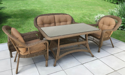 Комплект плетеной мебели Afina T130Bg/LV520BB-Beige/Beige искусственный ротанг, сталь бежевый Фото 1