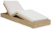 Шезлонг-лежак деревянный с матрасом Tagliamento Pangea акация, текстилен, ткань светлый тик, бежевый Фото 3