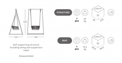 Качели плетеные Scab Design Lisa Swing сталь, морской канат антрацит, ментоловый Фото 2