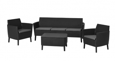 Комплект пластиковой мебели Keter Salemo 3 seater set пластик с имитацией плетения графит, серый Фото 1
