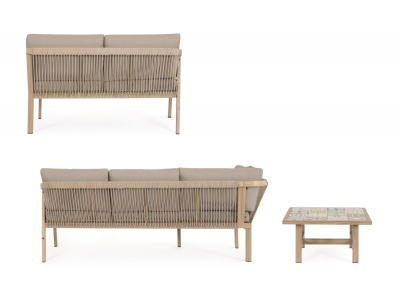 Комплект лаунж мебели Garden Relax Kalimera алюминий, роуп, олефин песочный Фото 9