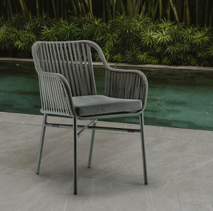 Кресло плетеное с подушкой Grattoni Beverly алюминий, роуп, олефин зеленый Фото 7