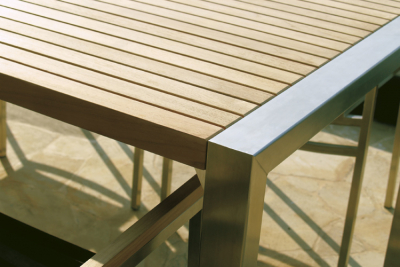 Стол деревянный обеденный Giardino Di Legno Infinity сталь, тик Фото 11