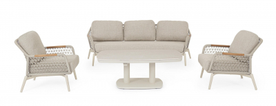 Диван трехместный с подушками Garden Relax Eulero алюминий, тик, роуп, олефин пеликан Фото 11