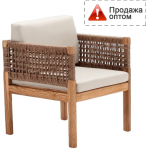 Кресло деревянное плетеное с подушками Vera